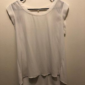 White High Low Blouse with pleats